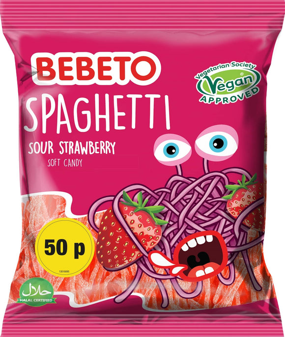 PMP Bebeto Spaghetti Sour Strawberry Flavour (20 x 70g)