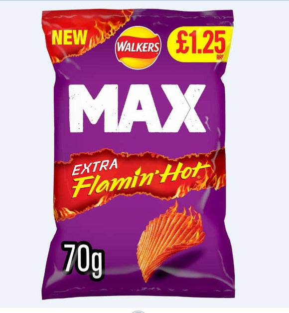 Walkers Max Extra Flamin' Hot Crisps PMP 15 x 70g