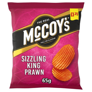 McCoy's Ridge Cut Sizzling King Prawn Crisps PMP 20 x 65g