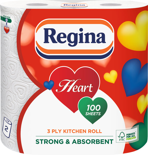 Regina Heart 3 Ply Kitchen Roll (2 rolls x 10)