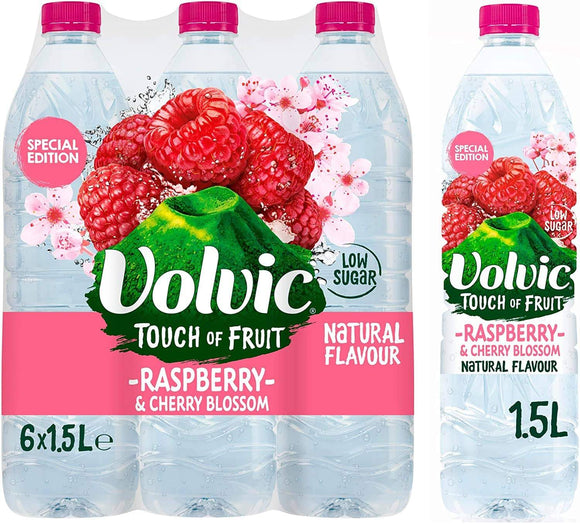 Volvic Touch of Fruit Raspberry & Cherry Blossom 6 x 1.5Ltr pack