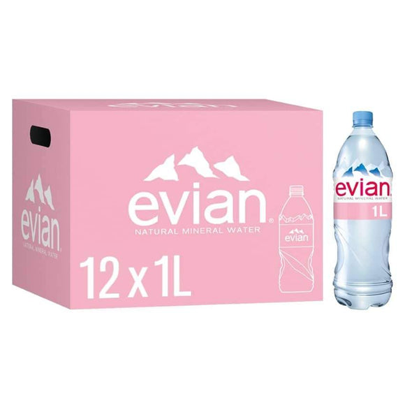 Evian Still Natural Mineral Water 12 x 1Ltr pack