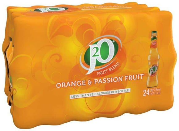 J2O Orange & Passion Fruit Glass Bottles 24 x 275ml - thewholesalehub