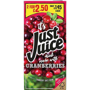 Just Juice Cranberry PMP 8 x 1Ltr - thewholesalehub