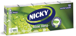 Nicky Balsam Aloe Vera 4 Ply Pocket Tissues 1 x 10 packs