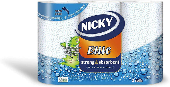 Nicky Elite 2 Ply Kitchen Roll 3 Rolls x 5 Packs