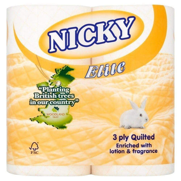 Nicky Elite 3 Ply Peach Toilet Roll 4 Rolls x 10 Packs 
