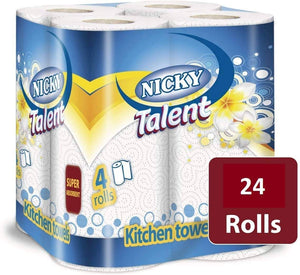 Nicky Talent 2 Ply Kitchen Roll 4 Rolls x 6 Packs