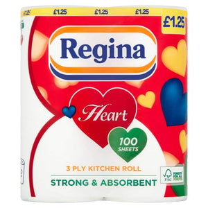 Regina Heart 3 Ply Kitchen Roll 2 x 10 pack 