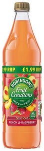 Robinsons Fruit Creations No Added Sugar Delicious Peach & Raspberry PMP 6 x 1Ltr - thewholesalehub