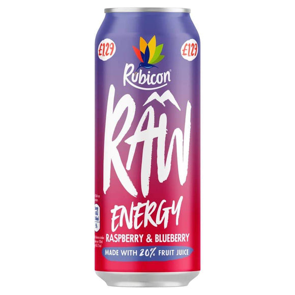 Rubicon Raw Energy Raspberry & Blueberry 500ml cans