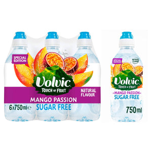 Volvic Touch of Fruit Sugar Free Mango & Passion (Sport Cap) 6 x 750ml pack